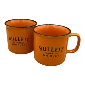 Bulleit Bourbon Frontier Whisky Orange LOT 2 Mugs Whiskey